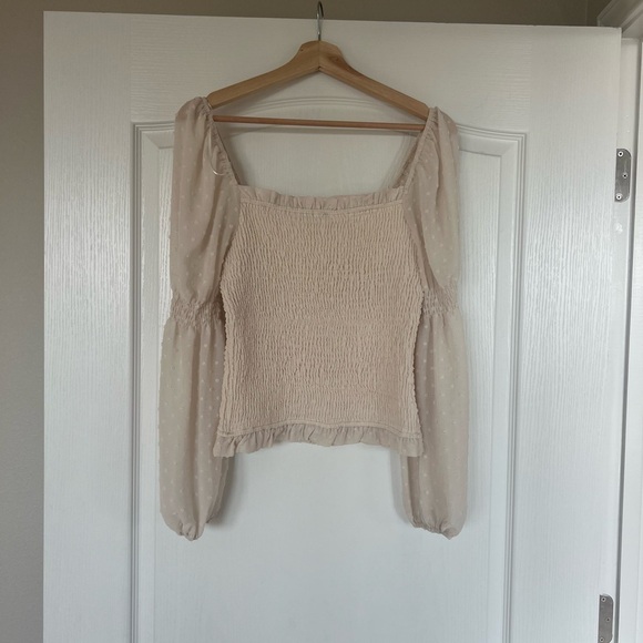 Promesa Tops - Promesa Women’s Cream Balloon Sleeve Blouse Size Small